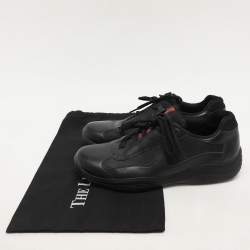 Prada Sport Black Leather and Mesh Low Top Sneakers Size 39