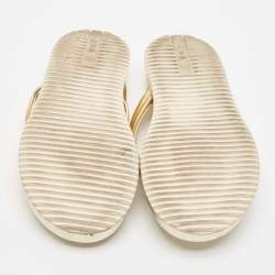 Pre Owned Prada Sport Gold Leather Flat Thong Sandals Size 37