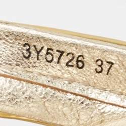 Pre Owned Prada Sport Gold Leather Flat Thong Sandals Size 37