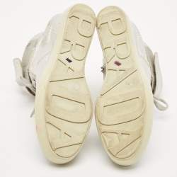 Prada Sport Silver Leather Wedge Sneakers Size 36