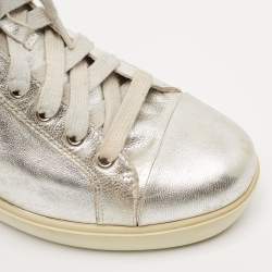 Prada Sport Silver Leather Wedge Sneakers Size 36