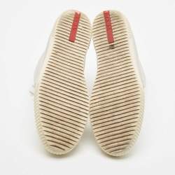 Pre Owned Prada Sport Silver Leather Lace Up High Top Sneakers Size 37