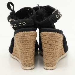 Prada Sport Black Canvas Peep Toe Slingback Sandals Size 37