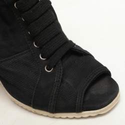 Prada Sport Black Canvas Peep Toe Slingback Sandals Size 37