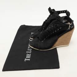 Prada Sport Black Canvas Peep Toe Slingback Sandals Size 37