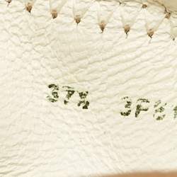 Prada Sport Brown/White Leather And Canvas Scrunch Bow Ballet Flats Size 37.5