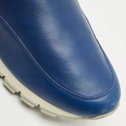 Prada Sport Blue Leather Slip On Sneakers Size 39.5