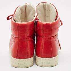 Prada Sport Red Leather High Top Sneakers Size 40