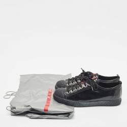 Prada Sport Black Patent Leather Low Top Sneakers Size 36.5
