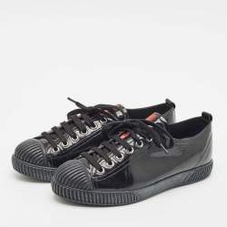Prada Sport Black Patent Leather Low Top Sneakers Size 36.5