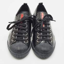 Prada Sport Black Patent Leather Low Top Sneakers Size 36.5