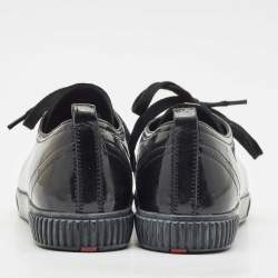 Prada Sport Black Patent Leather Low Top Sneakers Size 36.5