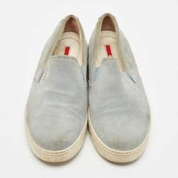 Prada Sport Blue Suede Slip On Sneakers Size 37