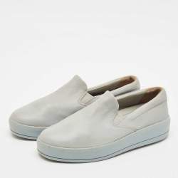 Pre Owned Prada Sport Grey Leather Slip On Sneakers Size 36.5