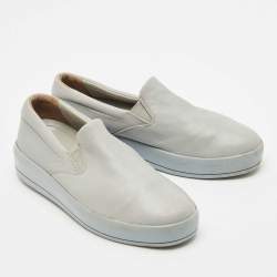 Pre Owned Prada Sport Grey Leather Slip On Sneakers Size 36.5