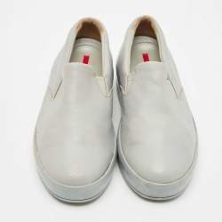 Pre Owned Prada Sport Grey Leather Slip On Sneakers Size 36.5