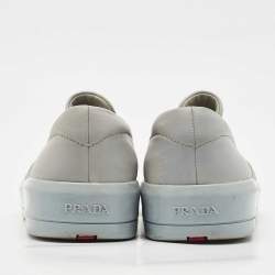 Pre Owned Prada Sport Grey Leather Slip On Sneakers Size 36.5