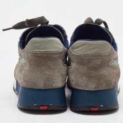 Pre Owned Prada Sport Grey/Light Green Suede and Nylon Low Top Sneakers Size 40