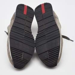 Pre Owned Prada Sport Grey/Light Green Suede and Nylon Low Top Sneakers Size 40