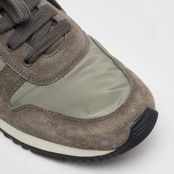 Pre Owned Prada Sport Grey/Light Green Suede and Nylon Low Top Sneakers Size 40