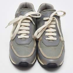 Pre Owned Prada Sport Light Grey Leather and Mesh Low Top Sneakers Size 40