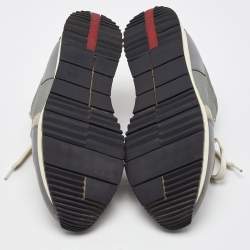 Pre Owned Prada Sport Light Grey Leather and Mesh Low Top Sneakers Size 40