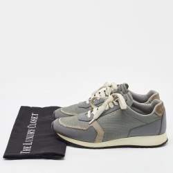 Pre Owned Prada Sport Light Grey Leather and Mesh Low Top Sneakers Size 40