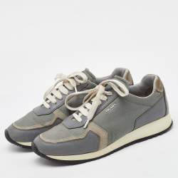 Pre Owned Prada Sport Light Grey Leather and Mesh Low Top Sneakers Size 40