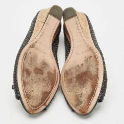 Pre Owned Prada Sport Black Patent Leather Peep Toe Cork Wedge Pumps Size 41