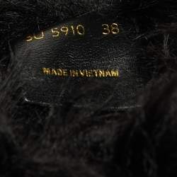 Pre Owned Prada Sport Black Suede and Faux Fur Trim Ankle Length Boots Size 38