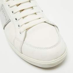 Pre Owned Prada Sport White/Silver Leather Low Top Sneakers Size 38