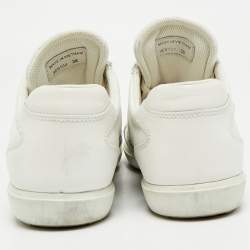 Pre Owned Prada Sport White/Silver Leather Low Top Sneakers Size 38