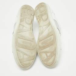 Pre Owned Prada Sport White/Silver Leather Low Top Sneakers Size 38