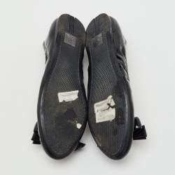 Pre Owned Prada Sport Black Patent Leather Bow Detail Scrunch Ballet Flats Size 39
