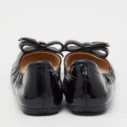 Pre Owned Prada Sport Black Patent Leather Bow Detail Scrunch Ballet Flats Size 39