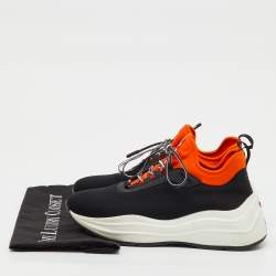Pre Owned Prada Sport Black/Orange Mesh and Neoprene Chunky Sneakers Size 36