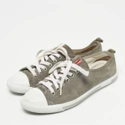 Pre Owned Prada Sport Grey Suede Lace Up Sneakers Size 38