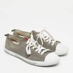 Pre Owned Prada Sport Grey Suede Lace Up Sneakers Size 38