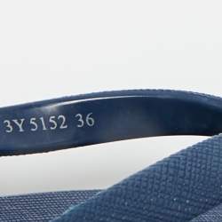 Pre Owned Prada Sport Blue Rubber Crosshatched Thong Sandals Size 36