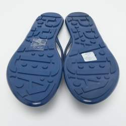 Pre Owned Prada Sport Blue Rubber Crosshatched Thong Sandals Size 36