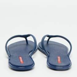 Pre Owned Prada Sport Blue Rubber Crosshatched Thong Sandals Size 36