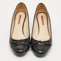 Pre Owned Prada Sport Dark Green Patent Leather Block Heel Pumps Size 36.5