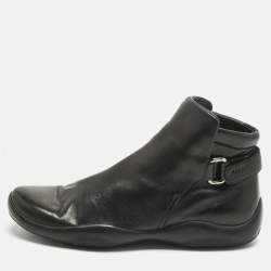 Pre Owned Prada Sport Black Leather High Top Sneakers Size 37