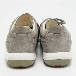 Pre Owned حذاء رياضي برادا سبورت شامواه رمادي عنق منخفض مقاس 36.5