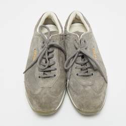 Pre Owned حذاء رياضي برادا سبورت شامواه رمادي عنق منخفض مقاس 36.5