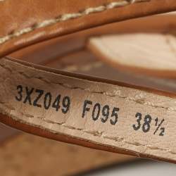 Pre Owned Prada Sport Size 38.5 Tan Leather Wedge Sandals