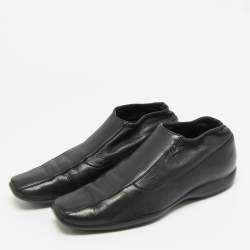 مملوكة مسبقًا حذاء رياضي برادا سبورت جلد ونسيج أخضر بأربطة مقاس 38.5