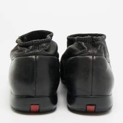 مملوكة مسبقًا حذاء رياضي برادا سبورت جلد ونسيج أخضر بأربطة مقاس 38.5