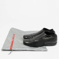 مملوكة مسبقًا حذاء رياضي برادا سبورت جلد ونسيج أخضر بأربطة مقاس 38.5