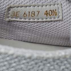 Pre Owned حذاء رياضي برادا سبورت قماش معدني فضي عنق منخفض مقاس 40.5